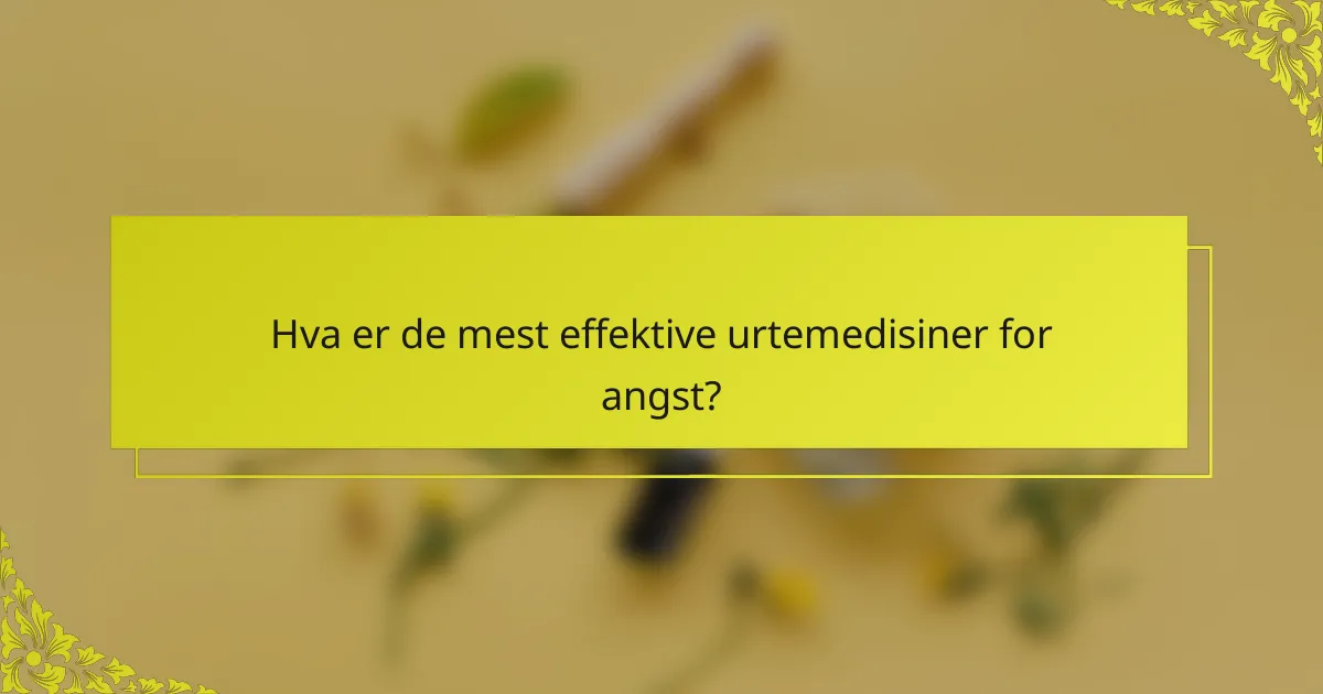 Hva er de mest effektive urtemedisiner for angst?