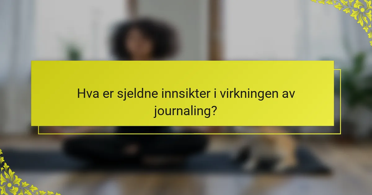 Hva er sjeldne innsikter i virkningen av journaling?